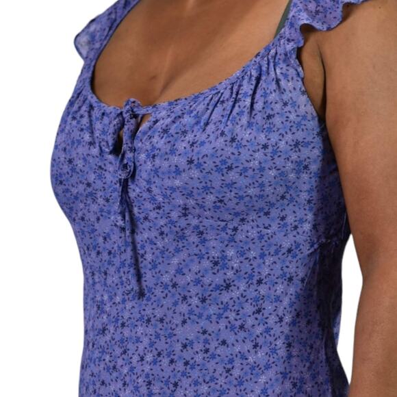 Mica Midi Slip Dress Purple Milkmaid Vintage Floral Sheer Chiffon 90s Medium - Picture 12 of 15